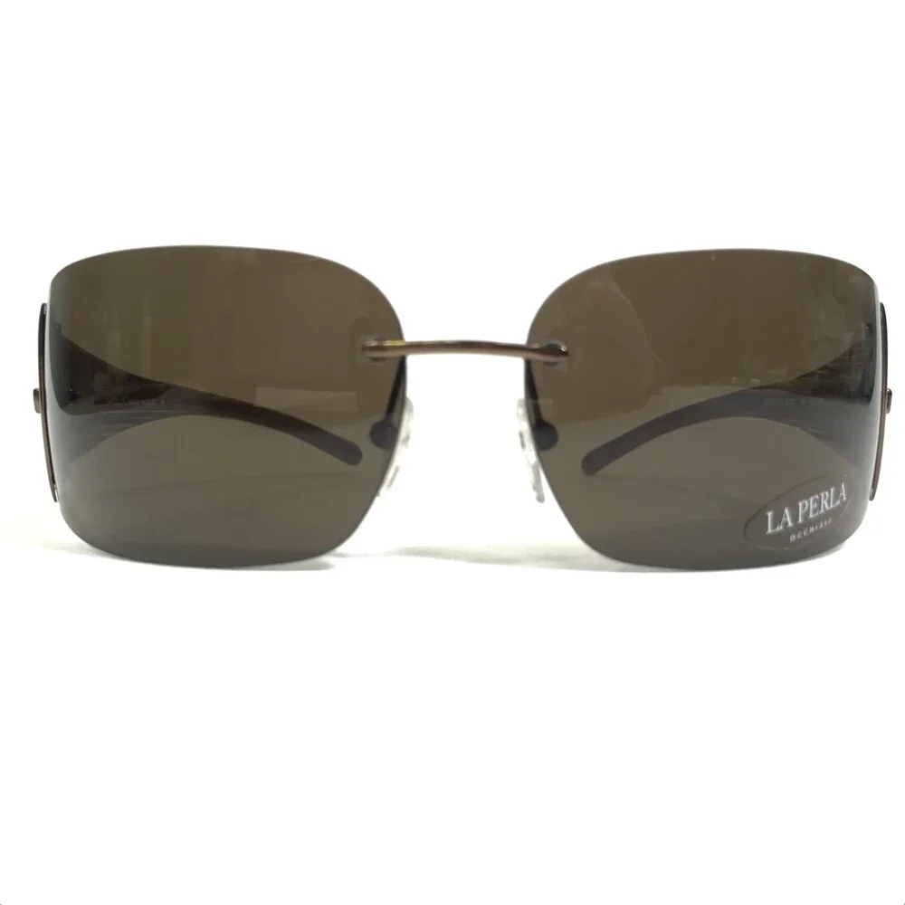 La Perla Sunglasses MOD.SPE 653M COL.R80 Brown Wood Grain Frames w Brown Lenses